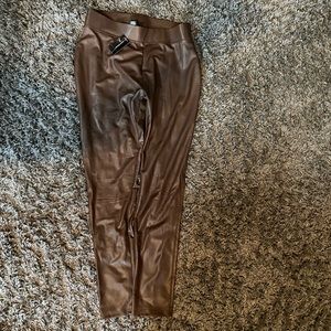 Ashley Stewart Pull on Brown Faux Leather Leggings